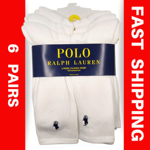 Polo Ralph Lauren Athletic 6-Pair Crew Socks White